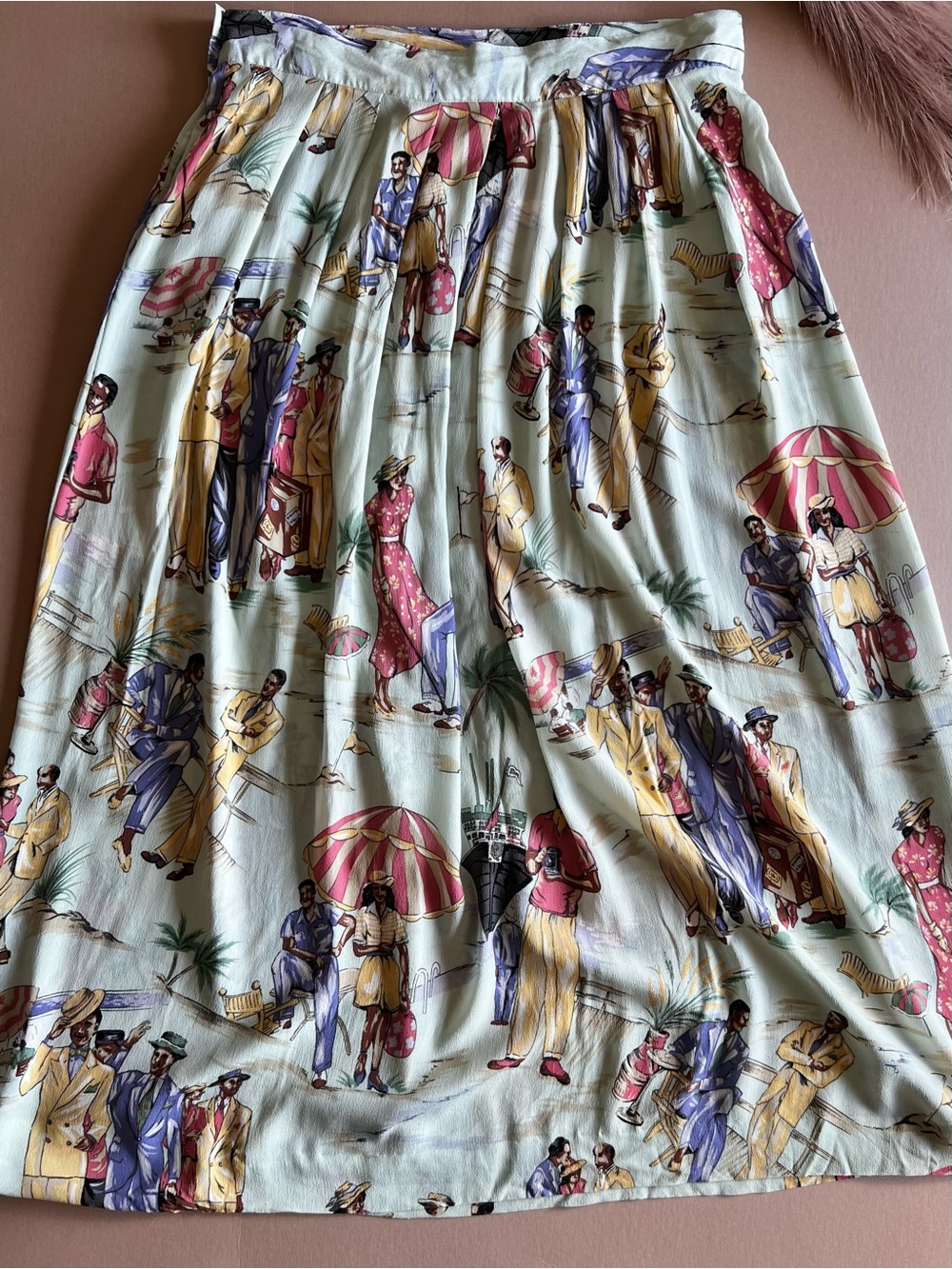 Vintage 90s J.G. Hook Rayon Resort Novelty Print Skirt 14 - Picture 4 of 15